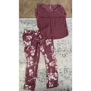 Soma Soft Mauve Floral Women's Cool Nights Pajama Set Size Large